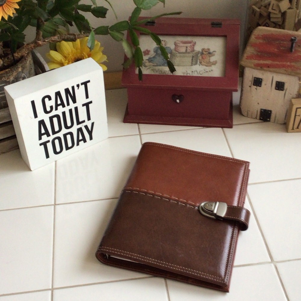‘Tradeindia’ Two-Tone Brown Leather Organizer/Planner